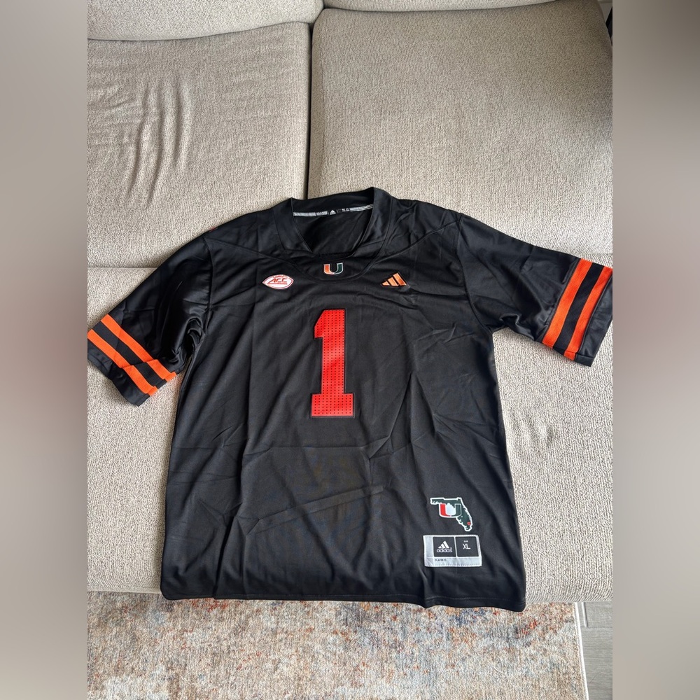 Cam Ward #1 Miami Hurricanes Black and Orange Jersey